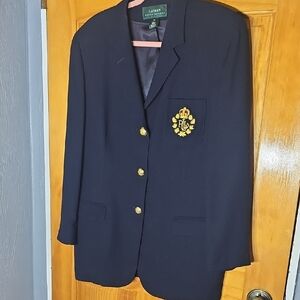 Ralph Lauren Dark Blue Blazer with Gold Buttons 3D Logo Raised Crown 14 Box D